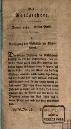 Der Volkslehrer. 4,1/6, 4,1/6. 1784