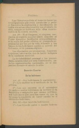 Sección cuarta - De los bolivianos