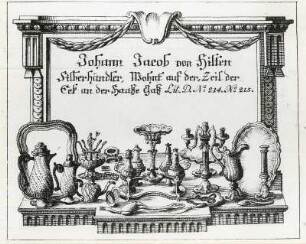 Geschäftskarte des Silberhändlers Johann J. Hilten
