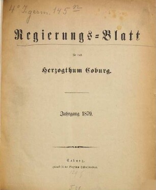 Regierungs-Blatt für das Herzogtum Coburg. 1879