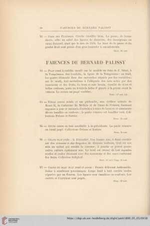 Faiences de Bernard Palissy (Nr. 93 - 136)