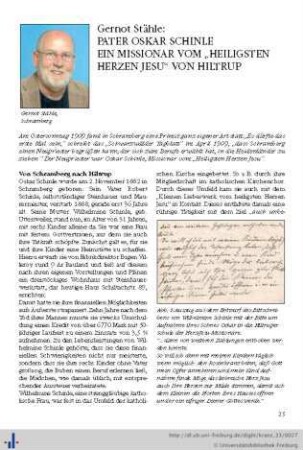 Pater Oskar Schinle, ein Missionar vom „Heiligsten Herzen Jesu“ von Hiltrup.