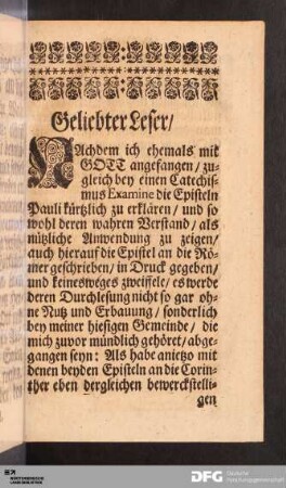 Geliebter Leser,
