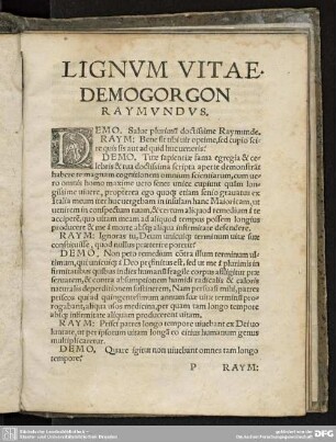 Lignum Vitae. Demogorgon Raymundus.