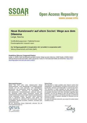 Neue Bundeswehr auf altem Sockel: Wege aus dem Dilemma