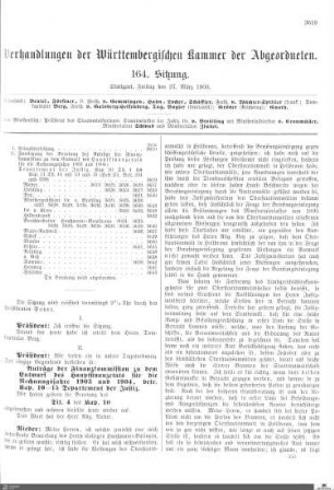 164. Sitzung, Stuttgart, 27.3.1903