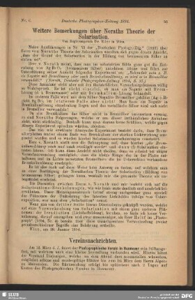 Weitere Bemerkungen über Noraths Theorie der Solarisation