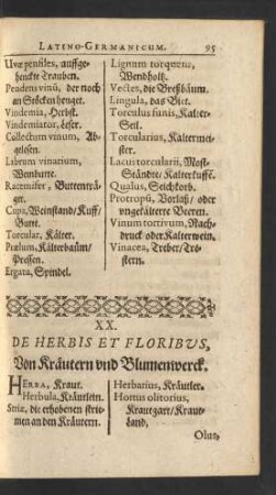 XX. De Herbis Et Floribus, Von Kräutern vnd Blumenwerck.