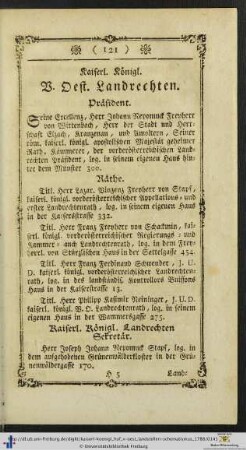 Kaiserl. Königl. V. Oest. Landrechten.