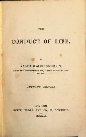 The conduct of life