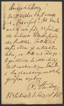 Brief an B. Schott's Söhne : 01.08.1886
