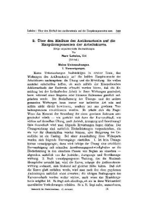 Über den Einfluss des Antikenotoxin auf die Hauptkomponenten der Arbeitskurve : einige experimentelle Beobachtungen ; (Schluß)