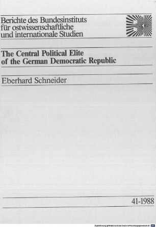 The central political elite of the German Democratic Republic