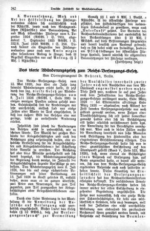 Das vierte Abänderungsgesetz zum Reichs-Versorgungs-Gesetz