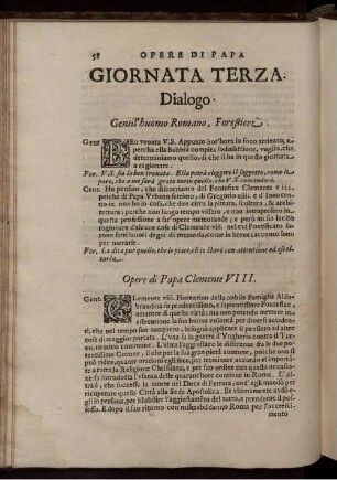 Giornata Terza. Dialogo. Gentilhuomo Romano, Forestiere