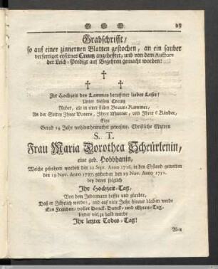 Grabschrifft.