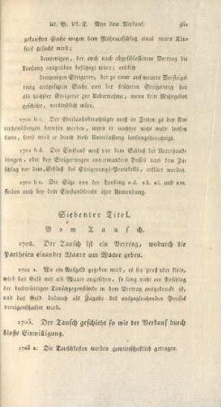 Siebenter Titel. Vom Tausch