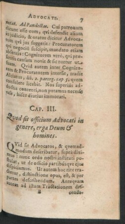 Cap. III. Quod sit officium Advocati in genere, erga Deum & homines.