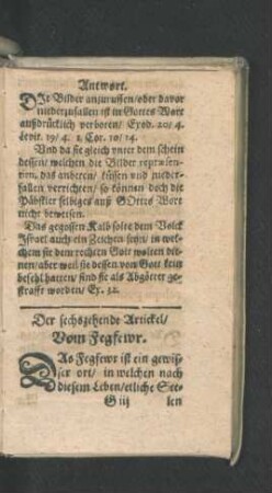 Der sechszehende Artickel/ Vom Fegfewr.