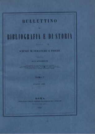 Tomo I. Luglio 1868.