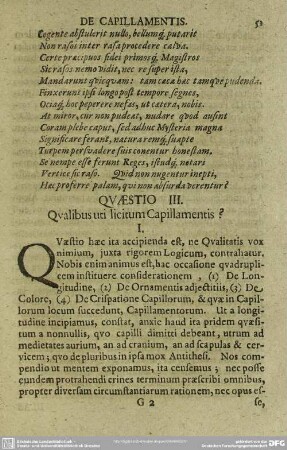 Quaestio III. Qualibus uti licitum Capillamentis?