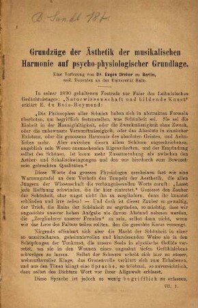 Grundzüge der Ästhetik der musikalischen Harmonie auf psycho-physiologischer Grundlage : eine Vorlesung