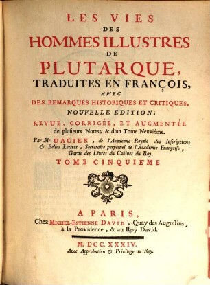 Les Vies Des Hommes Illustres De Plutarque, 5