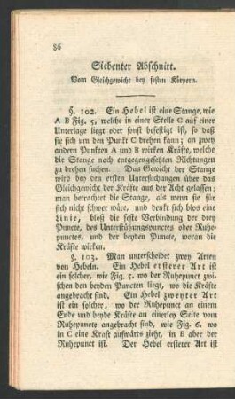 Siebenter Abschnitt. Vom Gleichgewicht bey festen Koerpern.