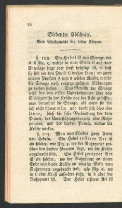 Siebenter Abschnitt. Vom Gleichgewicht bey festen Koerpern.