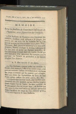 Mémoire sur la fracture de l'extrémité inférieure de l'humérus, avec séparation des condyles.