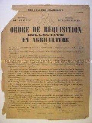 Maueranschlag zur Requisition landwirtschaftlicher Nutzflächen
