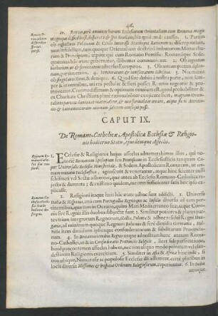Caput IX. De Romano-Catholicae Apostolicae Ecclesiae & Religionis hodierno Statu, eiusdemque Asseclis.