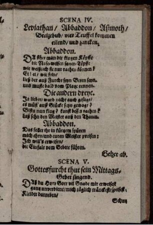 Scena V. Gottesfurcht thut sein Mittags-Gebet singend