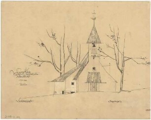 Gsaenger, Gustav; Ramsau bei Berchtesgaden (Bayern); Ev. Kirche - Tektur Nordwestseite (Perspektive)