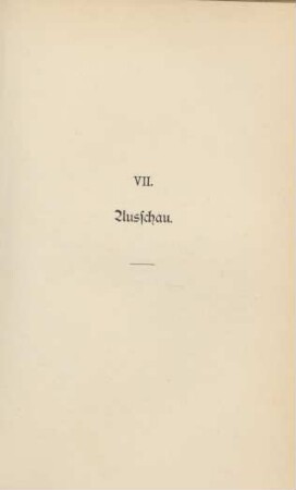 VII. Ausschau
