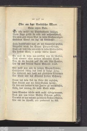 Ode an das Baltische Meer. Beim letzten Bade.