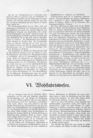 VI. Wohlfahrtswesen