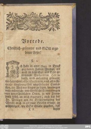 Vorrede. Christilich-gesinnter und Gott ergebener Leser!