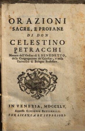 Orazioni sacre, e profane