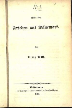 [1]: Ueber den Frieden mit Dänemark