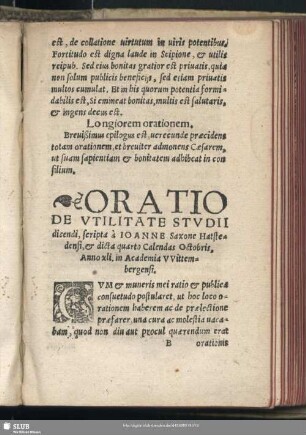 Oratio De Utilitate Studii dicendi ...