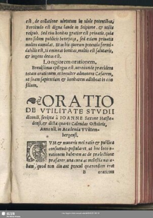 Oratio De Utilitate Studii dicendi ...