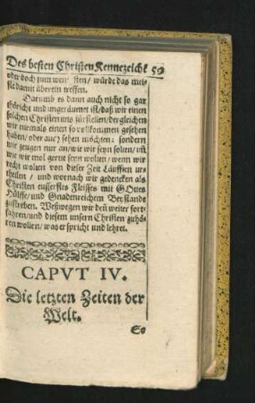 Caput IV. Die letzten Zeiten der Welt.