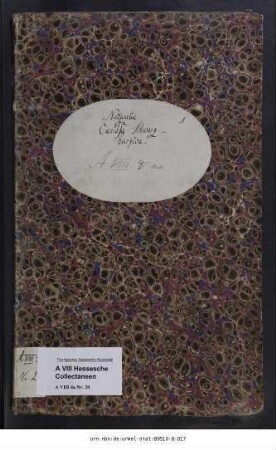 Collectanea ad historiam naturalem Schwarzburgicam [Sammlung zur Schwarzburgischen Naturgeschichte], gesammelt von [Johann Augustin] Kober aus Frankenhausen