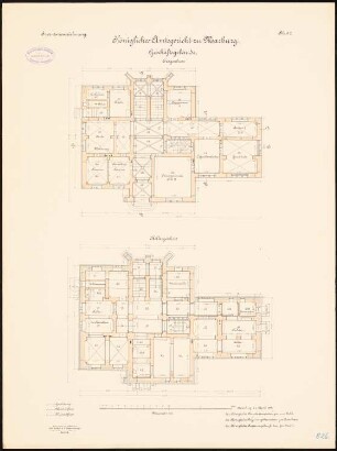 Amtsgericht, Marburg: Grundriss Keller, Erdgeschoss 1:100