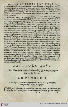 Capitolo XXVII. Disordine circa alcune Cerimonie, & allegrezze publiche de' Turchi