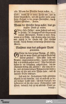 Wann der Priester herzu nahet / das geseegnete Brodt zu reichen