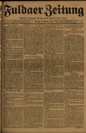 Ausgabe vom Montag, den 11. Oktober 1920.