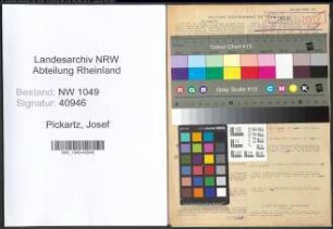 Entnazifizierung Josef Pickartz , geb. 10.06.1903 (Werkmeister)