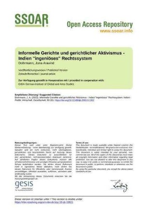 Informelle Gerichte und gerichtlicher Aktivismus - Indien "ingeniöses" Rechtssystem